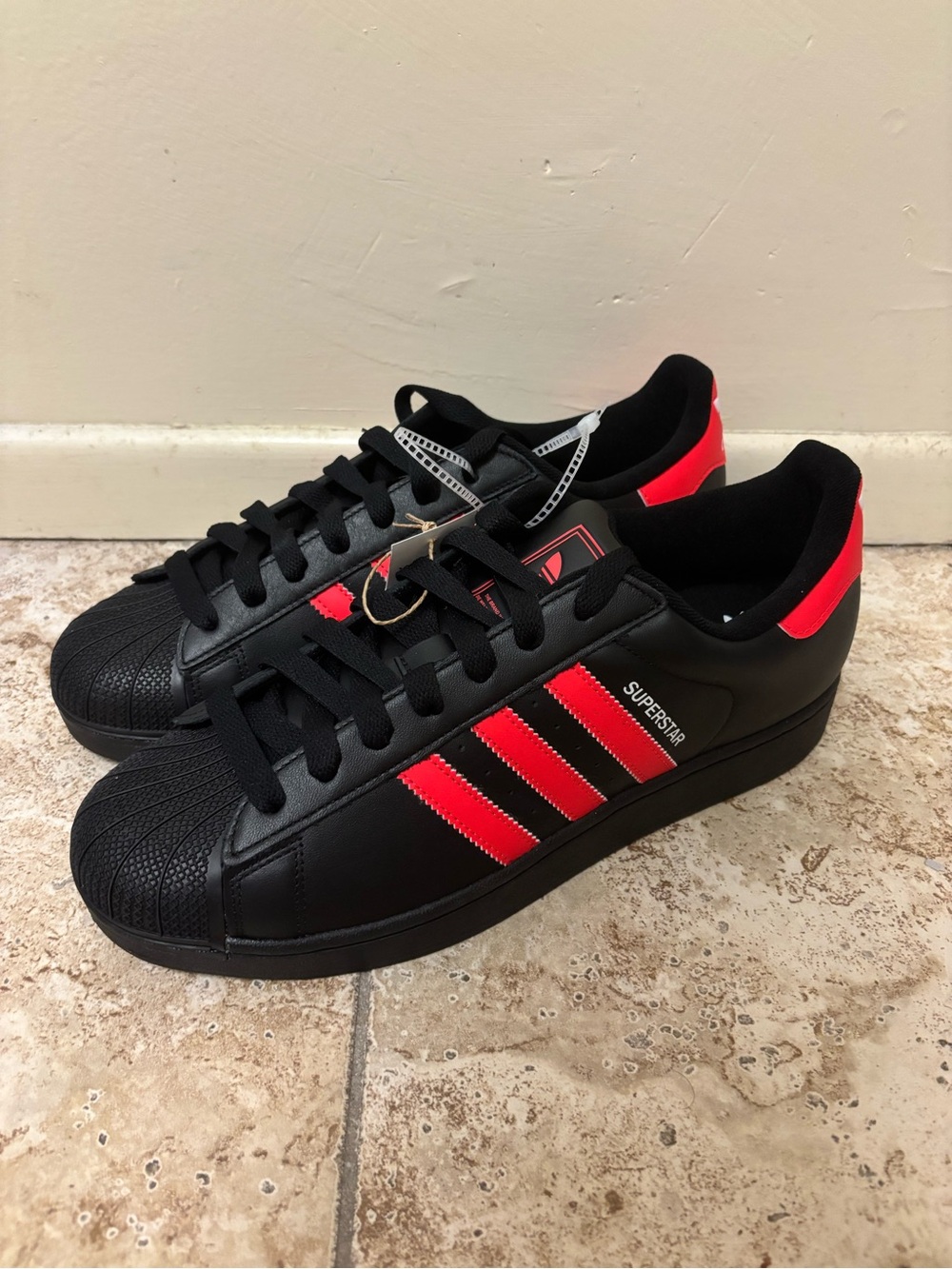 adidas Originals Superstar II 2 Core Black Lucid Red Casual Shoes JQ3176 10-13